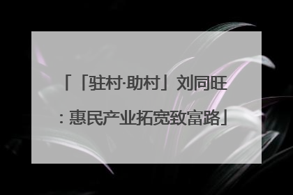 「驻村·助村」刘同旺：惠民产业拓宽致富路
