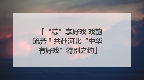 “粽”享好戏 戏韵流芳！共赴河北“中华有好戏”特别之约