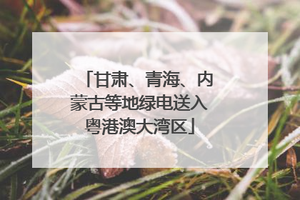 甘肃、青海、内蒙古等地绿电送入粤港澳大湾区
