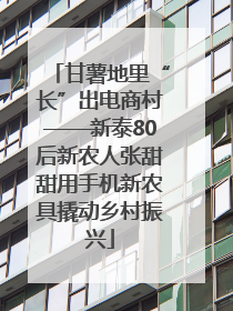 甘薯地里“长”出电商村——新泰80后新农人张甜甜用手机新农具撬动乡村振兴