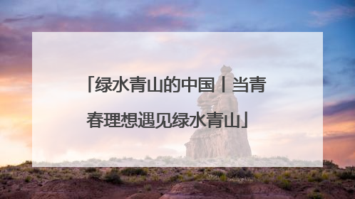 绿水青山的中国丨当青春理想遇见绿水青山