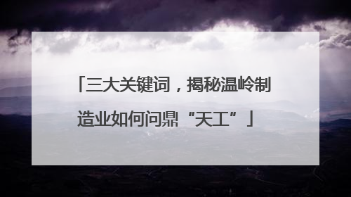 三大关键词，揭秘温岭制造业如何问鼎“天工”