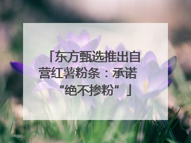 东方甄选推出自营红薯粉条：承诺“绝不掺粉”