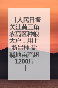 人民日报关注黄三角农高区种粮大户：用上新品种 盐碱地亩产超1200斤