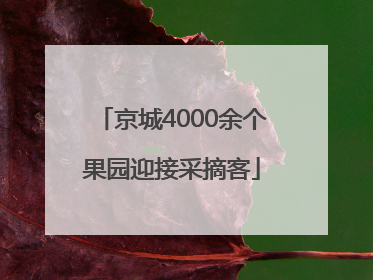 京城4000余个果园迎接采摘客