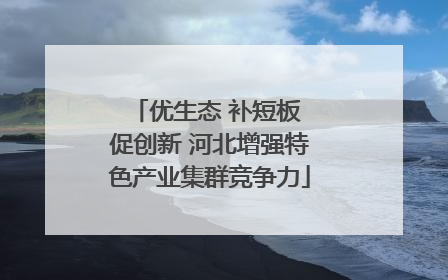 优生态 补短板 促创新 河北增强特色产业集群竞争力