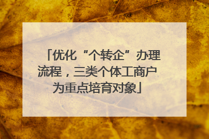 优化“个转企”办理流程，三类个体工商户为重点培育对象