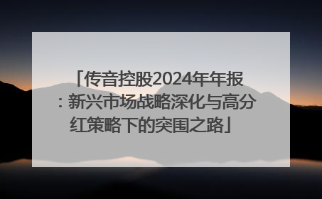 传音控股2024年年报：新兴市场战略深化与高分红策略下的突围之路