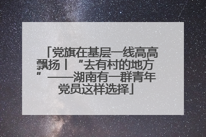 党旗在基层一线高高飘扬丨“去有村的地方”——湖南有一群青年党员这样选择