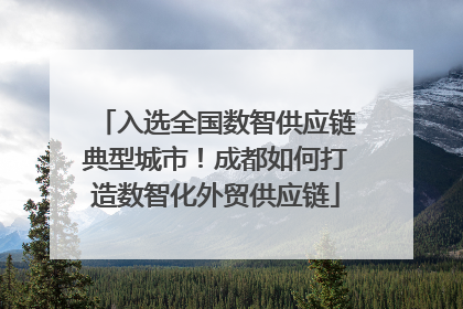 入选全国数智供应链典型城市！成都如何打造数智化外贸供应链