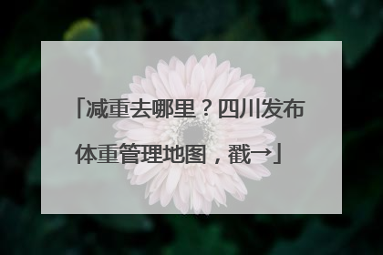减重去哪里？四川发布体重管理地图，戳→