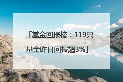 基金回报榜：119只基金昨日回报超3%