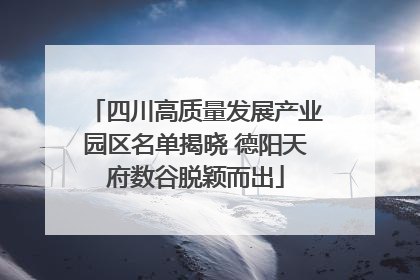 四川高质量发展产业园区名单揭晓 德阳天府数谷脱颖而出