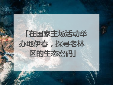 在国家主场活动举办地伊春，探寻老林区的生态密码