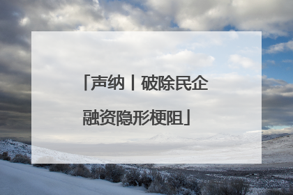 声纳丨破除民企融资隐形梗阻