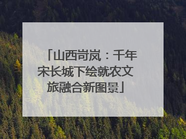 山西岢岚：千年宋长城下绘就农文旅融合新图景