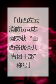 山西左云消防员司志强荣获“山西省优秀共青团干部”称号