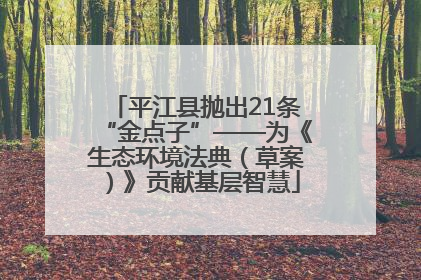 平江县抛出21条“金点子”——为《生态环境法典（草案）》贡献基层智慧