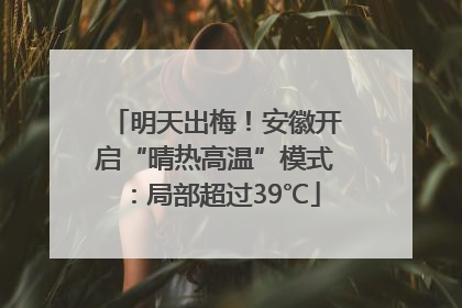 明天出梅！安徽开启“晴热高温”模式：局部超过39℃