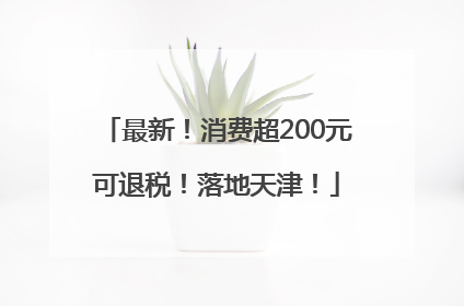 最新！消费超200元可退税！落地天津！