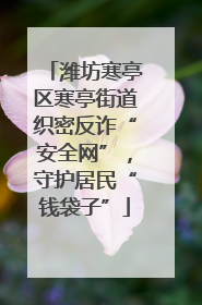 潍坊寒亭区寒亭街道织密反诈“安全网”，守护居民“钱袋子”