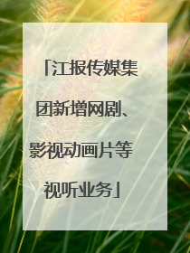 江报传媒集团新增网剧、影视动画片等视听业务