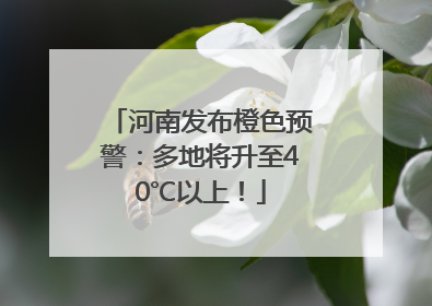 河南发布橙色预警：多地将升至40℃以上！