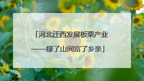 河北迁西发展板栗产业——绿了山间富了乡亲