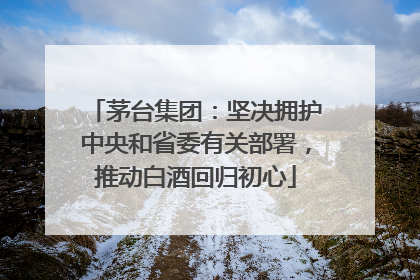 茅台集团：坚决拥护中央和省委有关部署，推动白酒回归初心