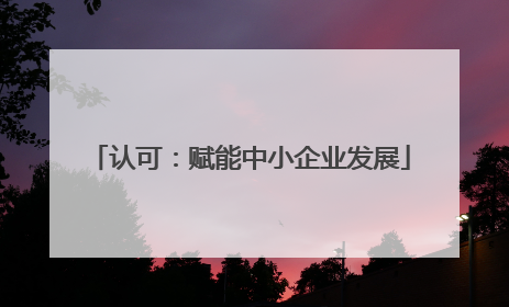 认可：赋能中小企业发展