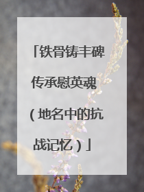 铁骨铸丰碑 传承慰英魂（地名中的抗战记忆）