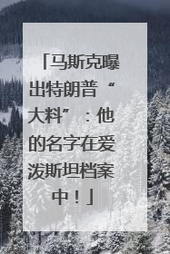 马斯克曝出特朗普“大料”：他的名字在爱泼斯坦档案中！