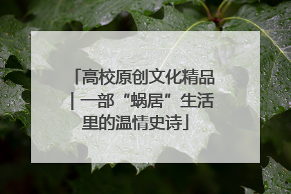 高校原创文化精品｜一部“蜗居”生活里的温情史诗