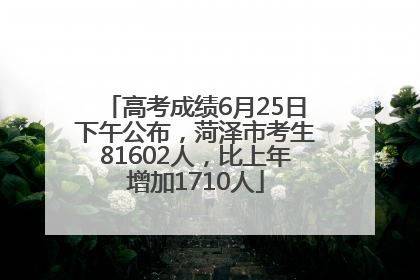 高考成绩6月25日下午公布，菏泽市考生81602人，比上年增加1710人